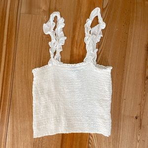 NWOT Aerie White Ruffle Tank Top